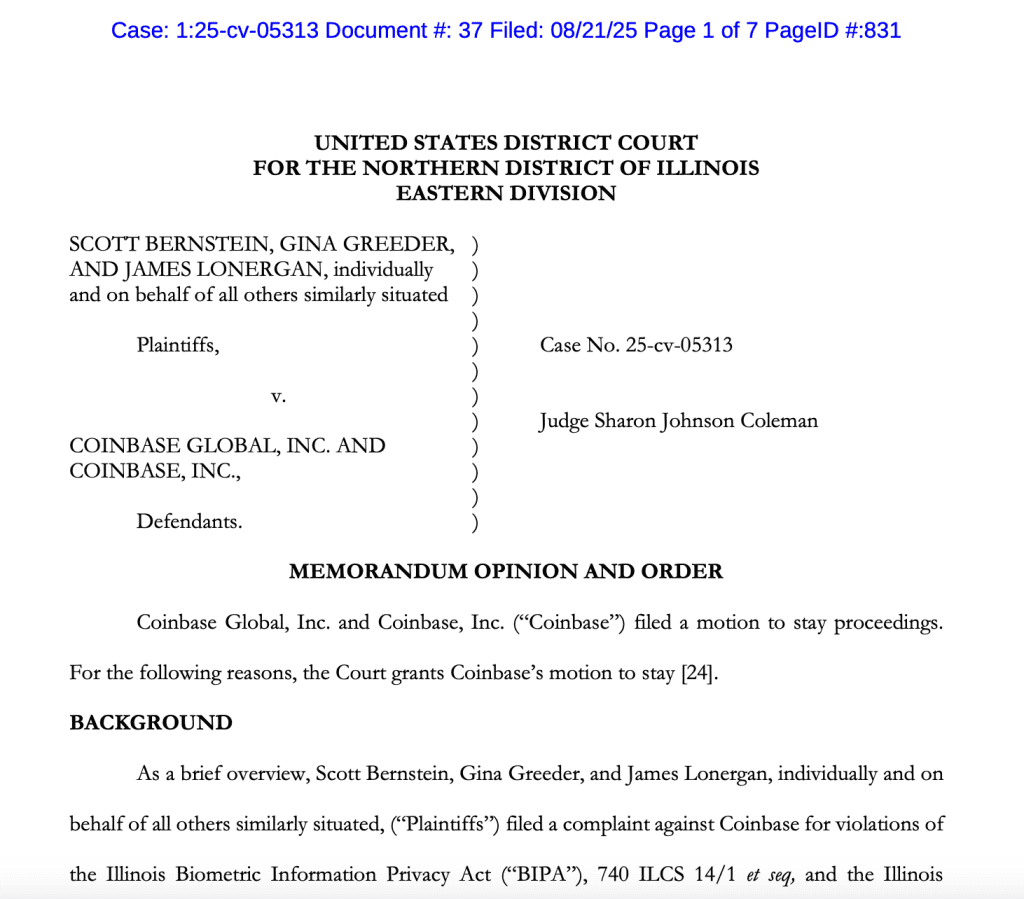 U.S. court grants temporary stay in Coinbase biometric-data lawsuit pending appeal outcome 2 image 61