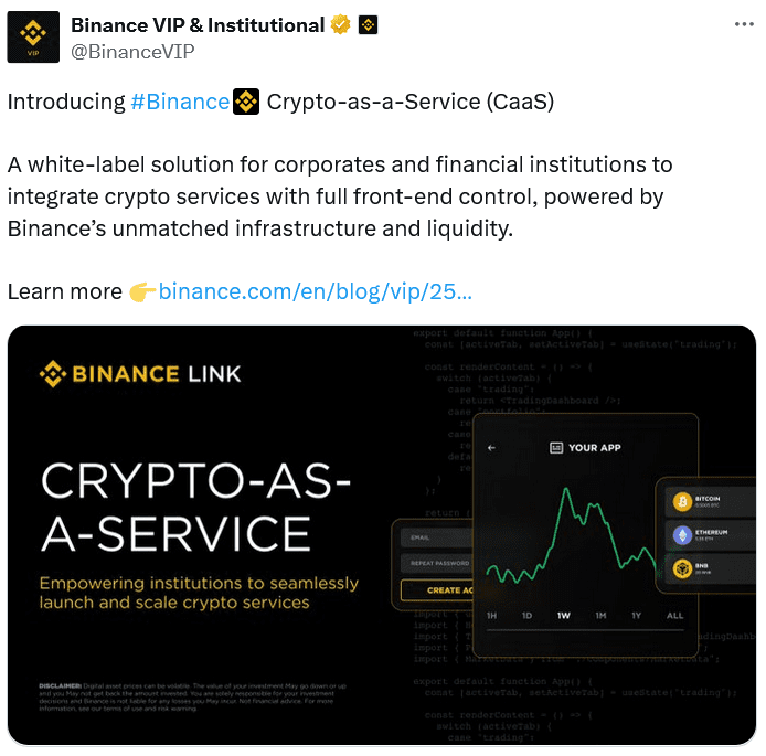 Binance launches crypto-as-a-service for banks and exchanges 2 image 77