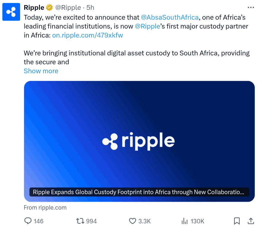 Ripple Launches Custody Partnership with South African Bank Absa 2 image 24